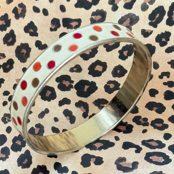 VINTAGE Bracelet Metal Bangle Polka Dot Gold Round (8) - Picture 1 of 6